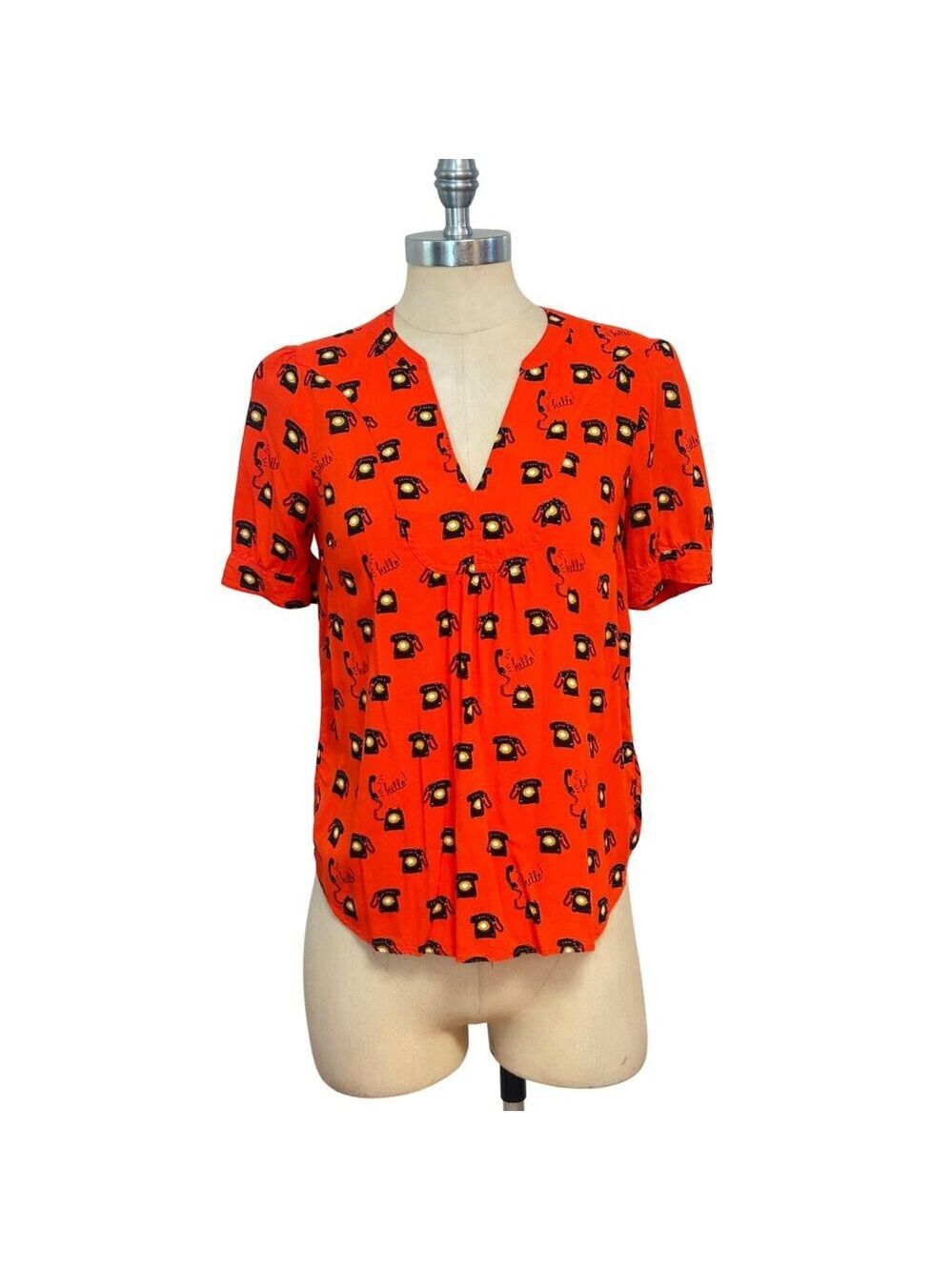 Anthropologie Conversations1 of 52 Blouse With Hello Telephone Print US 0